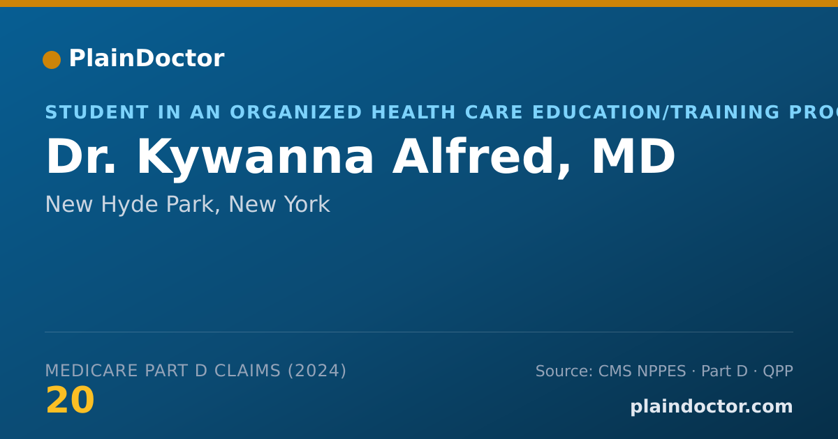 Shareable card for Kywanna Alfred, MD - Student in an Organized Health Care Education/Training Program, New Hyde Park, NY