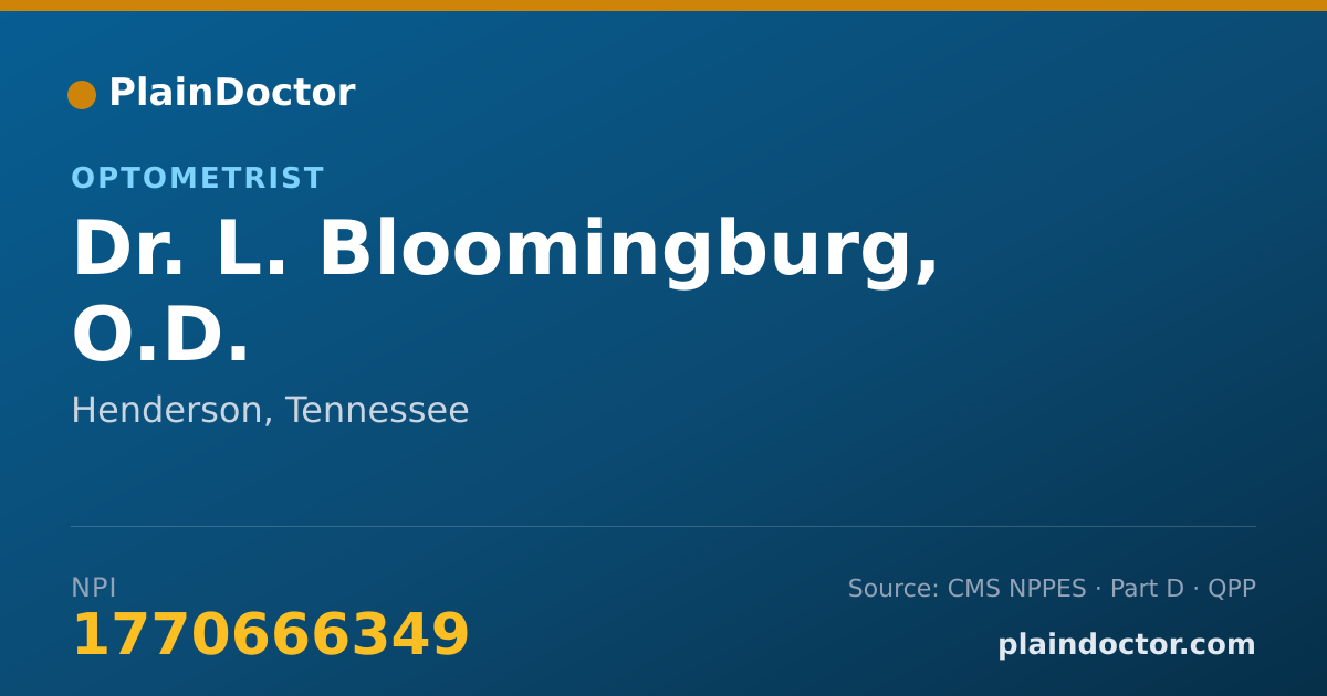 Shareable card for L. Bloomingburg, O.D. - Optometrist, Henderson, TN