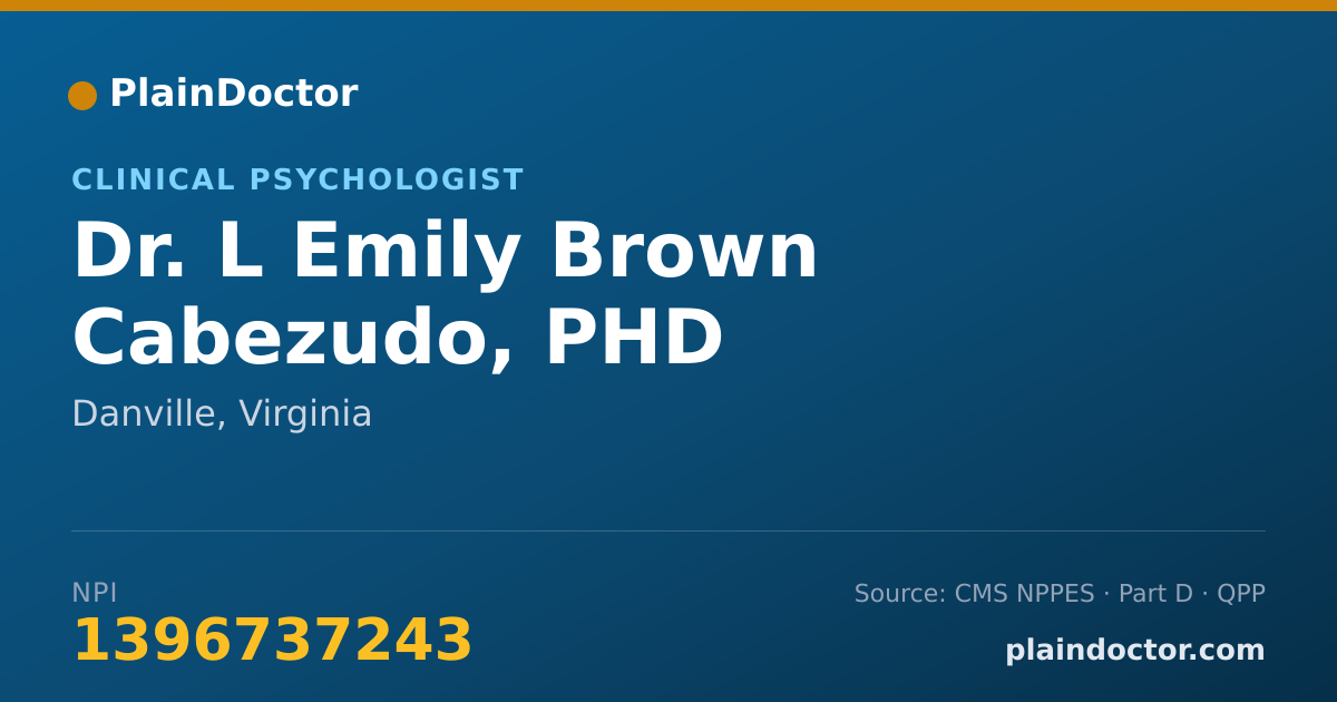Shareable card for L Emily Brown Cabezudo, PHD - Clinical Psychologist, Danville, VA