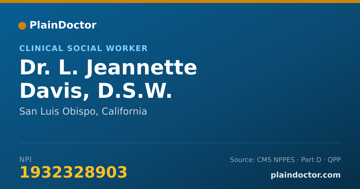 Shareable card for L. Jeannette Davis, D.S.W. - Clinical Social Worker, San Luis Obispo, CA