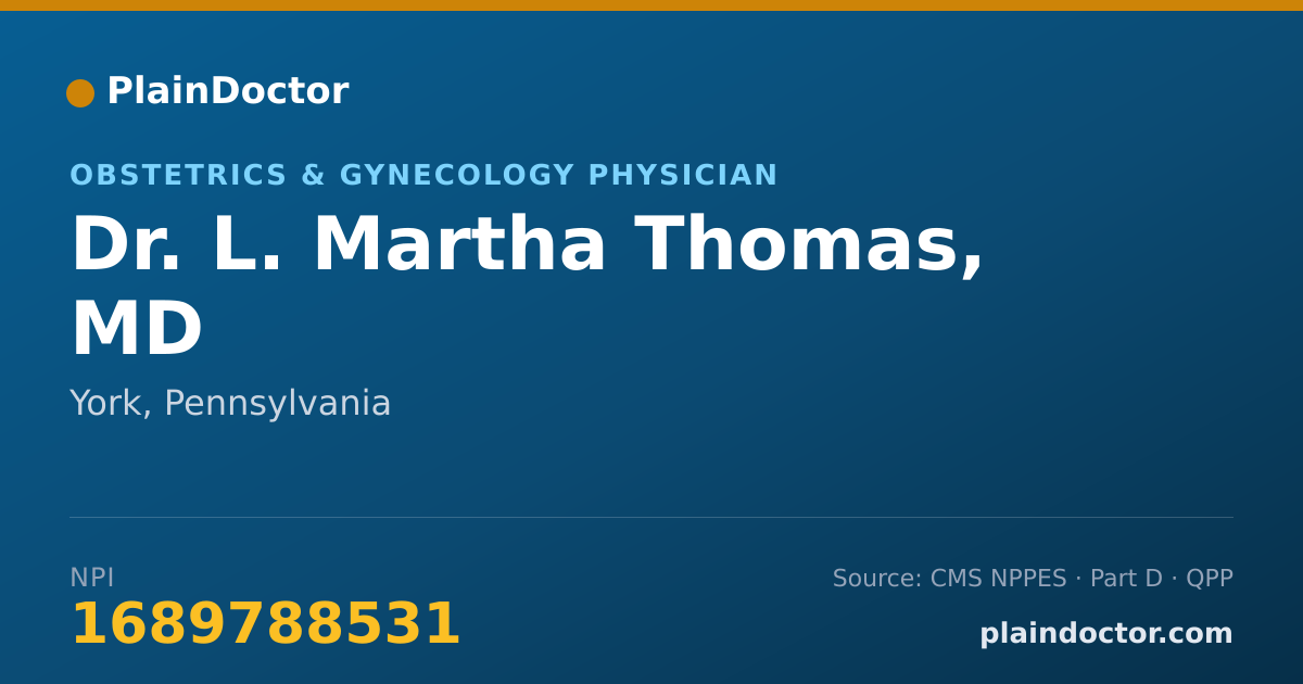 Shareable card for L. Martha Thomas, MD - Obstetrics & Gynecology Physician, York, PA