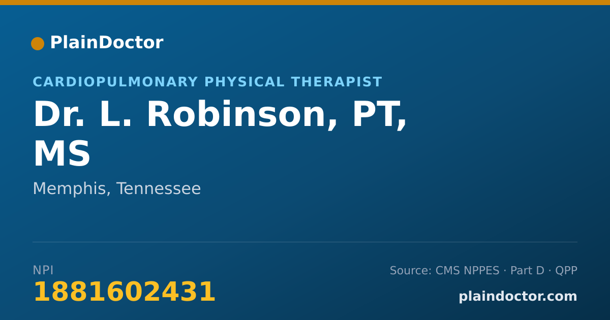 Shareable card for L. Robinson, PT, MS - Cardiopulmonary Physical Therapist, Memphis, TN
