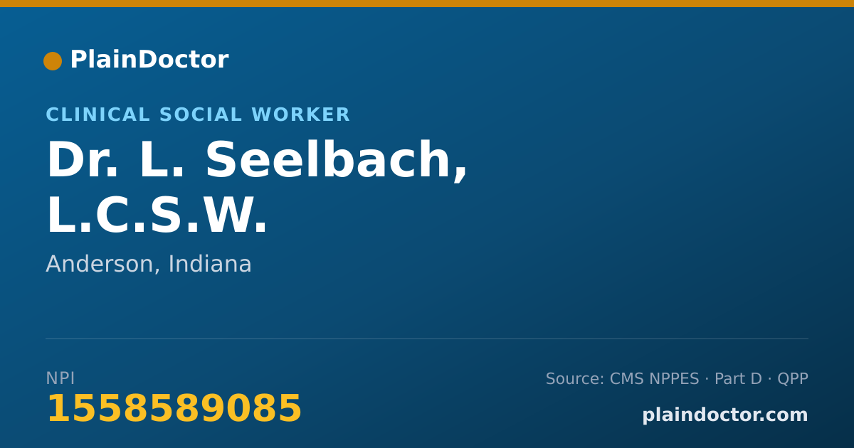 Shareable card for L. Seelbach, L.C.S.W. - Clinical Social Worker, Anderson, IN