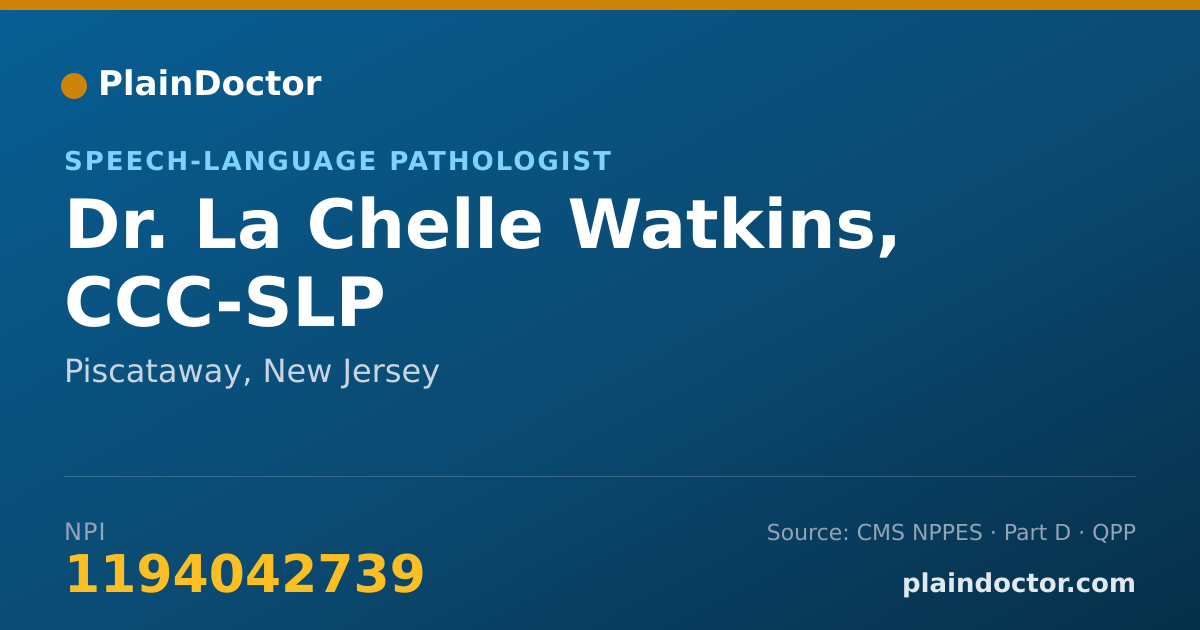 Shareable card for La Chelle Watkins, CCC-SLP - Speech-Language Pathologist, Piscataway, NJ