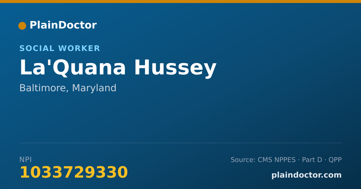 Shareable card for La'Quana Hussey - Social Worker, Baltimore, MD