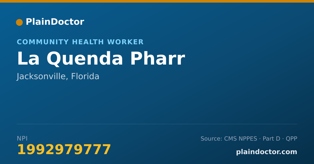 Shareable card for La Quenda Pharr - Community Health Worker, Jacksonville, FL