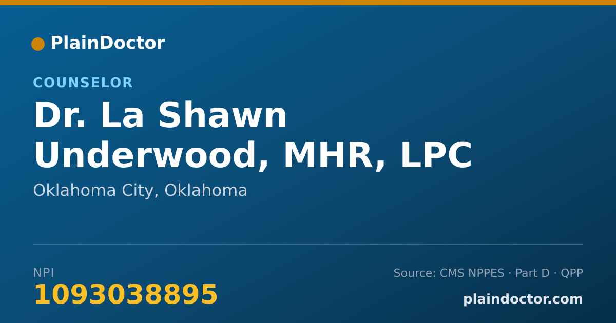 Shareable card for La Shawn Underwood, MHR, LPC - Counselor, Oklahoma City, OK