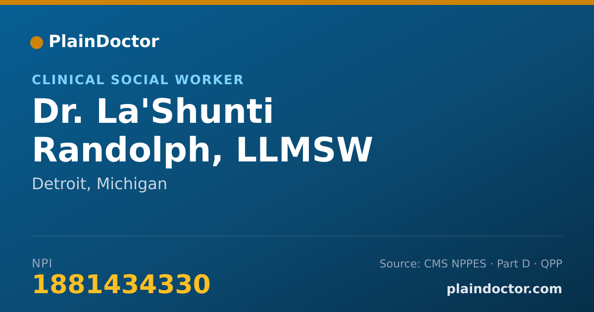 Shareable card for La'Shunti Randolph, LLMSW - Clinical Social Worker, Detroit, MI