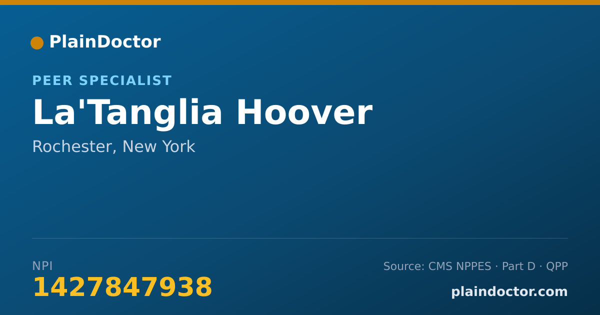 Shareable card for La'Tanglia Hoover - Peer Specialist, Rochester, NY