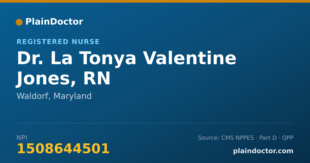 Shareable card for La Tonya Valentine Jones, RN - Registered Nurse, Waldorf, MD