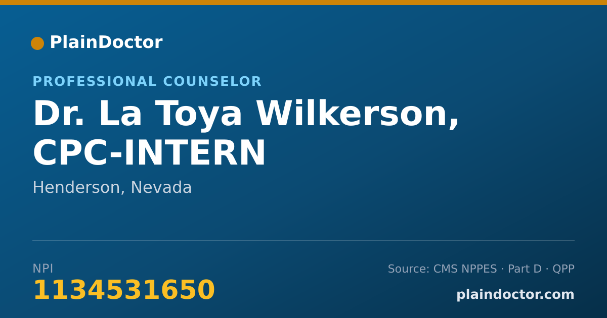 Shareable card for La Toya Wilkerson, CPC-INTERN - Professional Counselor, Henderson, NV
