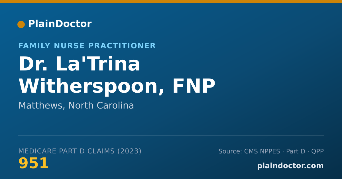Shareable card for La'Trina Witherspoon, FNP - Family Nurse Practitioner, Matthews, NC