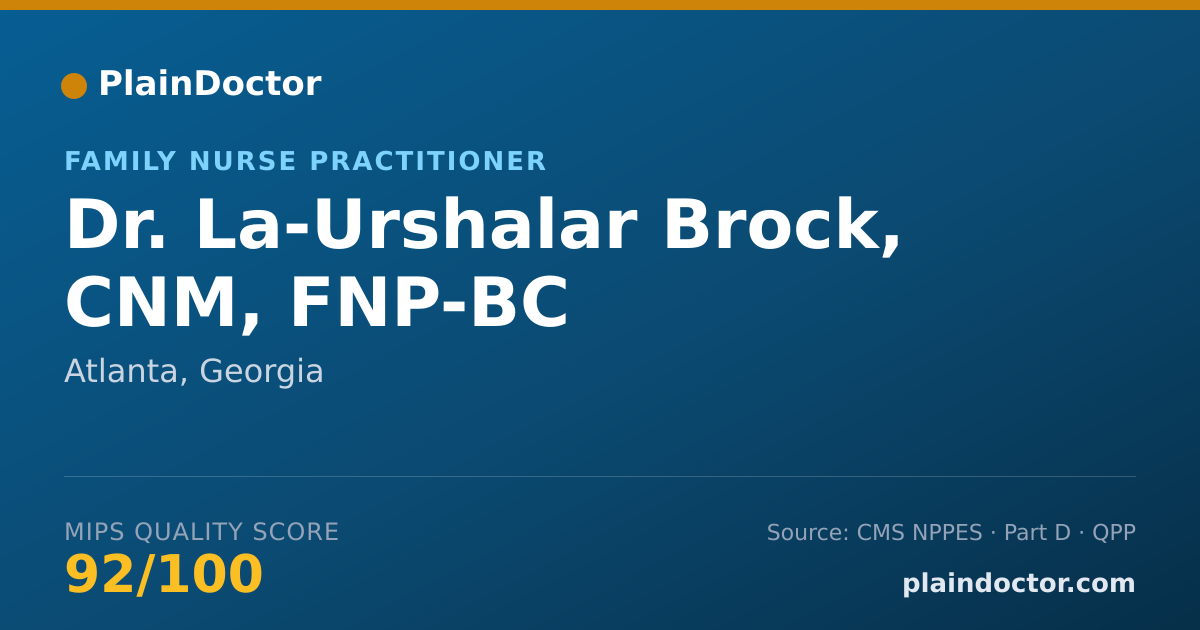Shareable card for La-Urshalar Brock, CNM, FNP-BC - Family Nurse Practitioner, Atlanta, GA