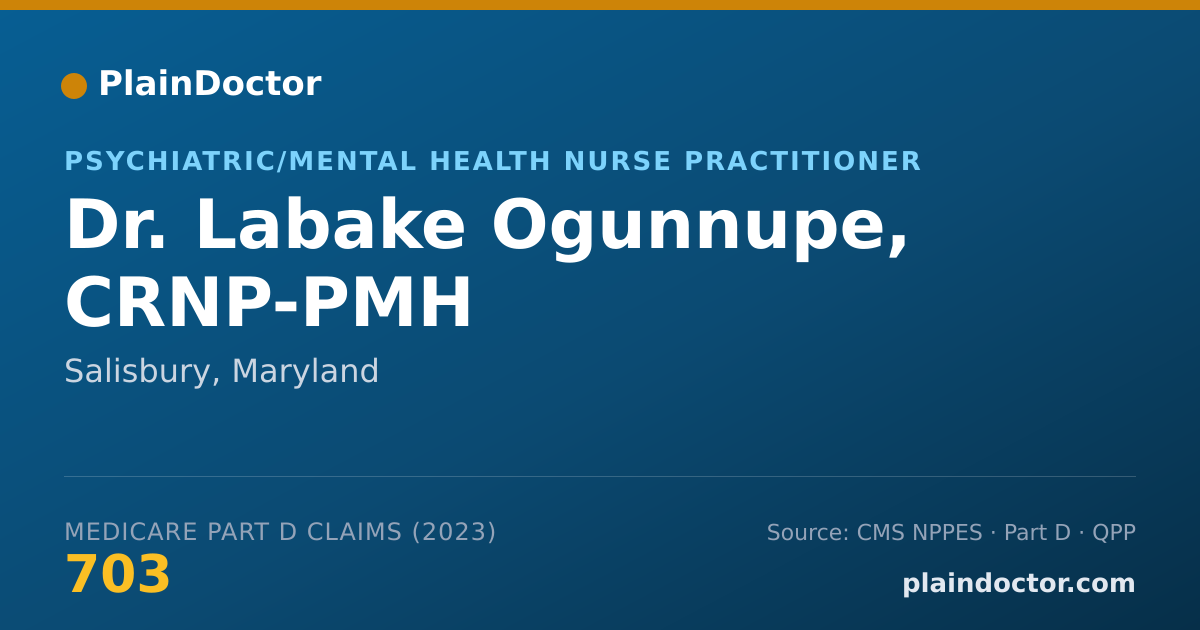 Shareable card for Labake Ogunnupe, CRNP-PMH - Psychiatric/Mental Health Nurse Practitioner, Salisbury, MD