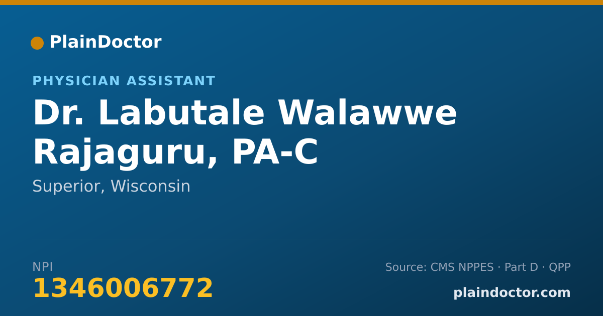 Shareable card for Labutale Walawwe Rajaguru, PA-C - Physician Assistant, Superior, WI