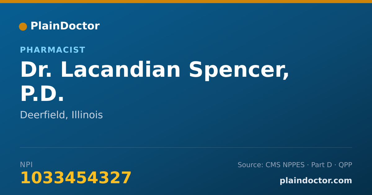 Shareable card for Lacandian Spencer, P.D. - Pharmacist, Deerfield, IL