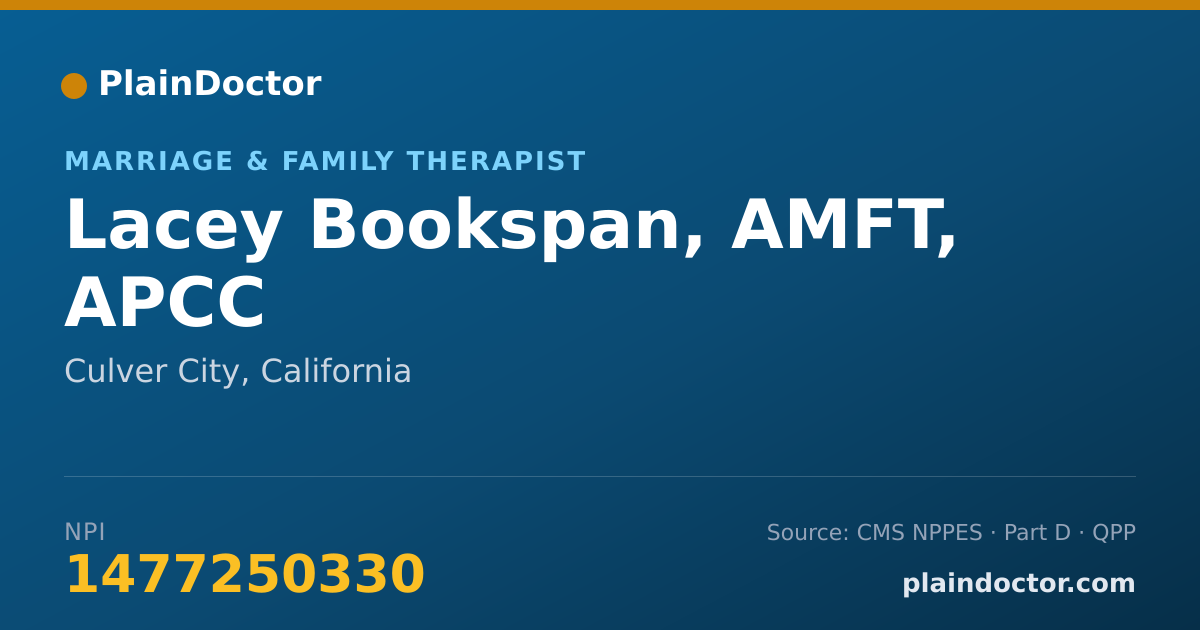 Shareable card for Lacey Bookspan, AMFT, APCC - Marriage & Family Therapist, Culver City, CA
