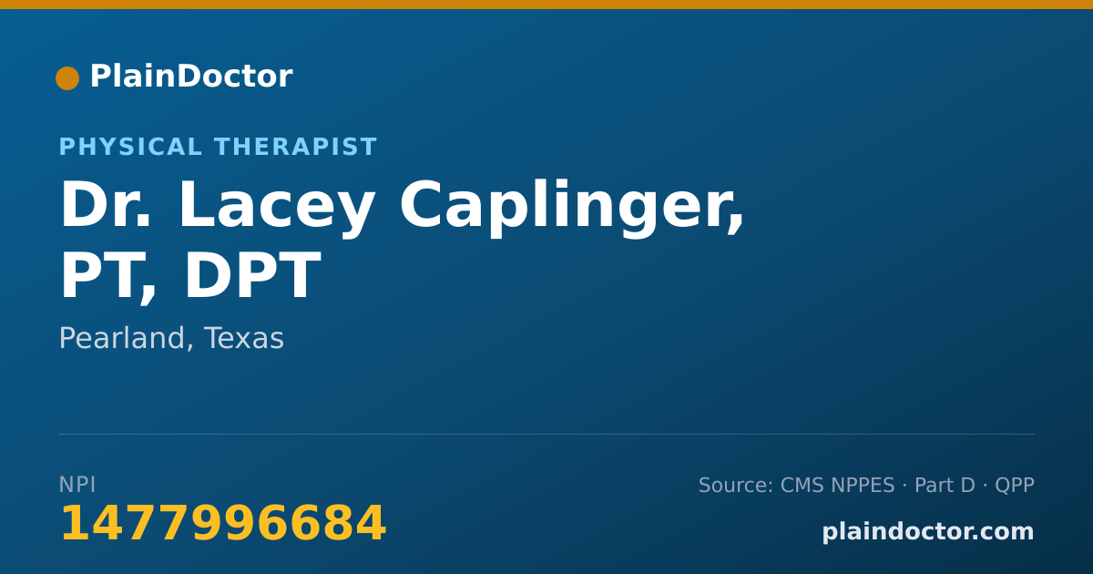 Shareable card for Lacey Caplinger, PT, DPT - Physical Therapist, Pearland, TX