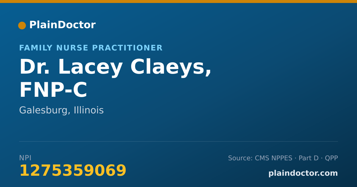 Shareable card for Lacey Claeys, FNP-C - Family Nurse Practitioner, Galesburg, IL