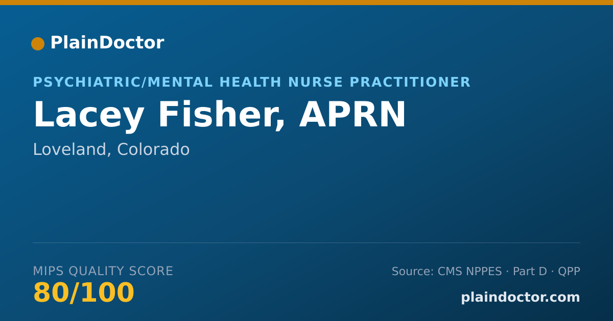 Shareable card for Lacey Fisher, APRN - Psychiatric/Mental Health Nurse Practitioner, Loveland, CO