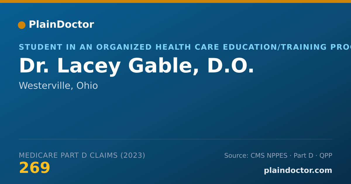 Shareable card for Lacey Gable, D.O. - Student in an Organized Health Care Education/Training Program, Westerville, OH