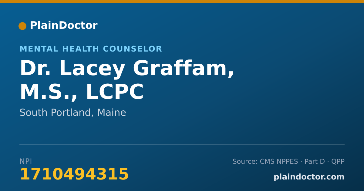 Shareable card for Lacey Graffam, M.S., LCPC - Mental Health Counselor, South Portland, ME