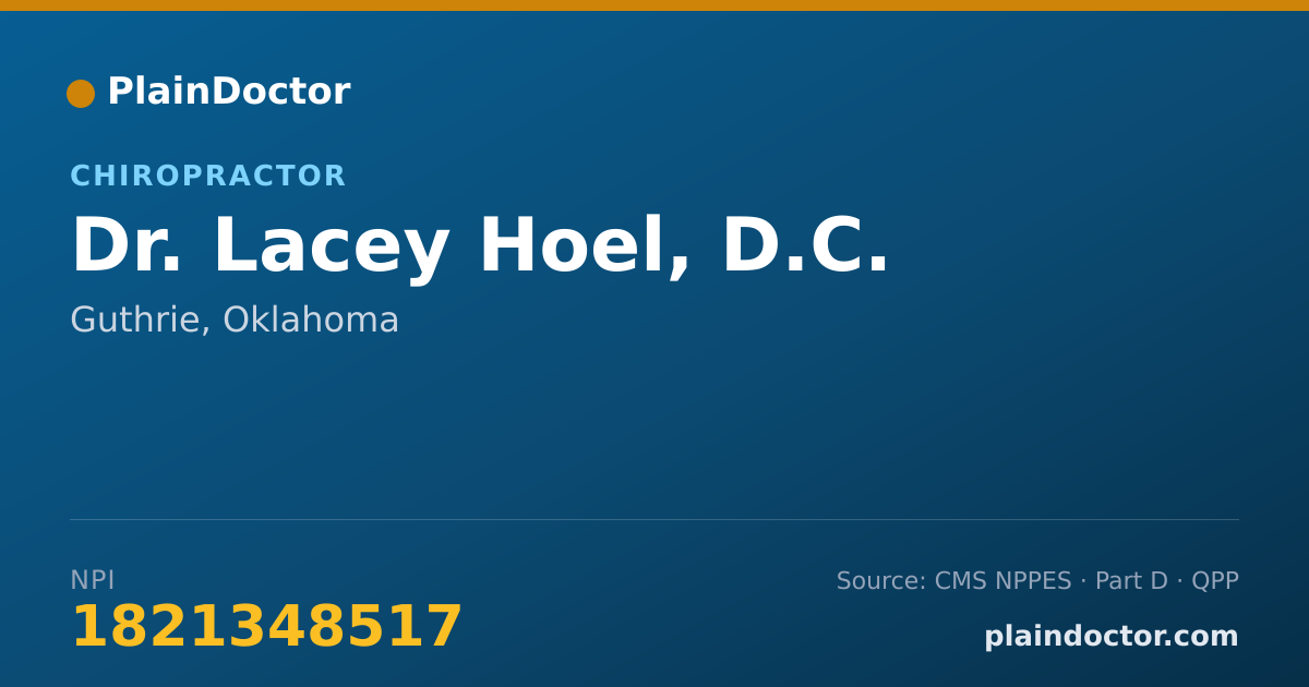 Shareable card for Lacey Hoel, D.C. - Chiropractor, Guthrie, OK