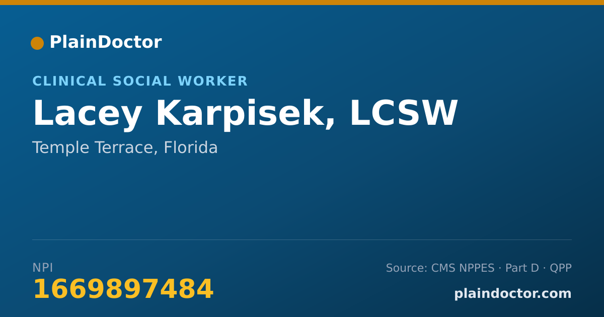 Shareable card for Lacey Karpisek, LCSW - Clinical Social Worker, Temple Terrace, FL