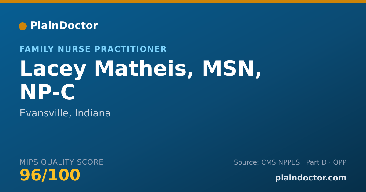 Shareable card for Lacey Matheis, MSN, NP-C - Family Nurse Practitioner, Evansville, IN
