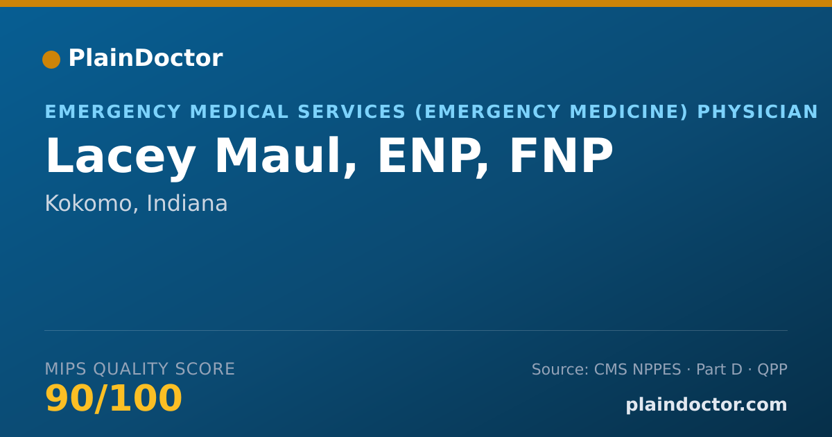 Shareable card for Lacey Maul, ENP, FNP - Emergency Medical Services (Emergency Medicine) Physician, Kokomo, IN