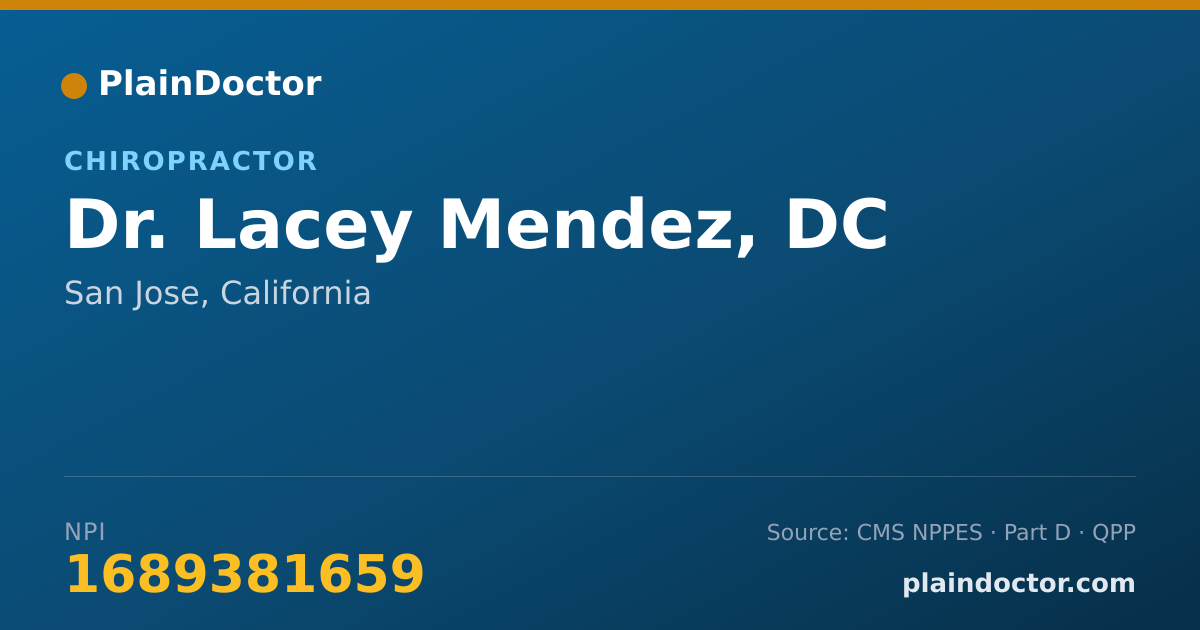 Shareable card for Lacey Mendez, DC - Chiropractor, San Jose, CA