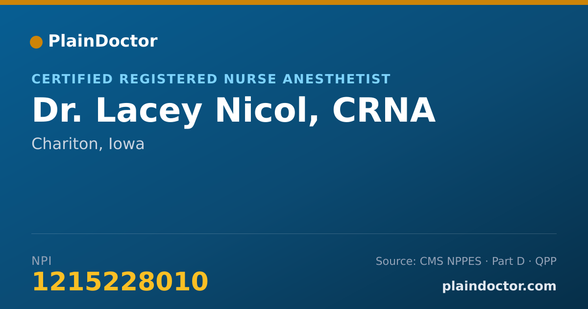 Shareable card for Lacey Nicol, CRNA - Certified Registered Nurse Anesthetist, Chariton, IA
