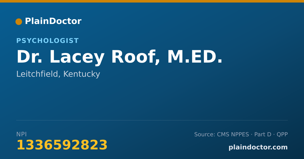 Shareable card for Lacey Roof, M.ED. - Psychologist, Leitchfield, KY