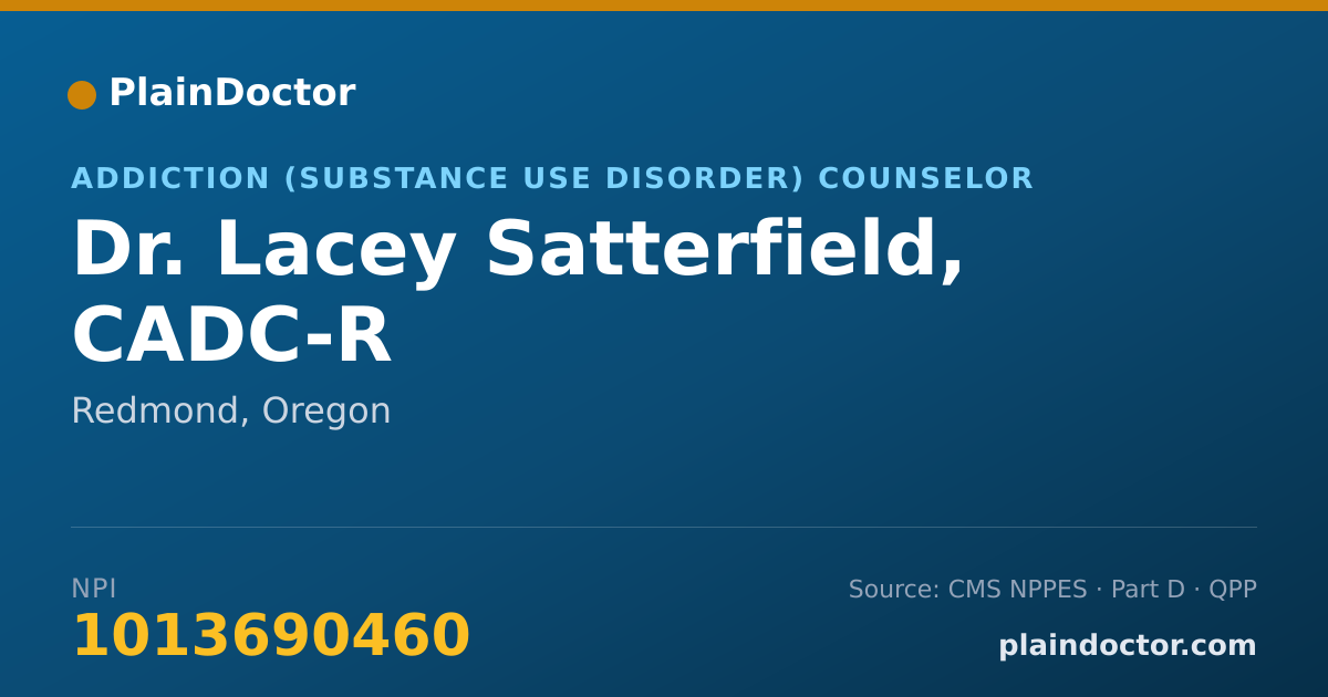 Shareable card for Lacey Satterfield, CADC-R - Addiction (Substance Use Disorder) Counselor, Redmond, OR
