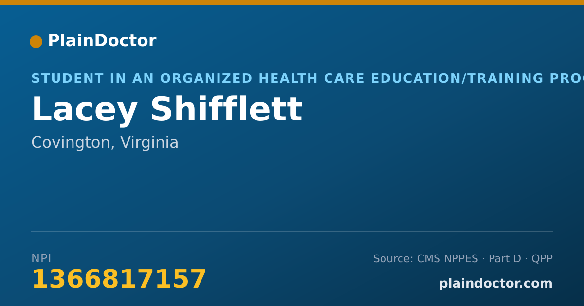 Shareable card for Lacey Shifflett - Athletic Trainer, Covington, VA