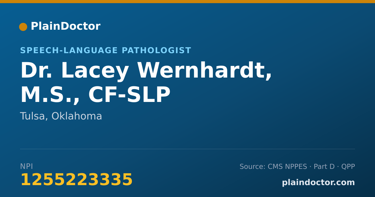 Shareable card for Lacey Wernhardt, M.S., CF-SLP - Speech-Language Pathologist, Tulsa, OK