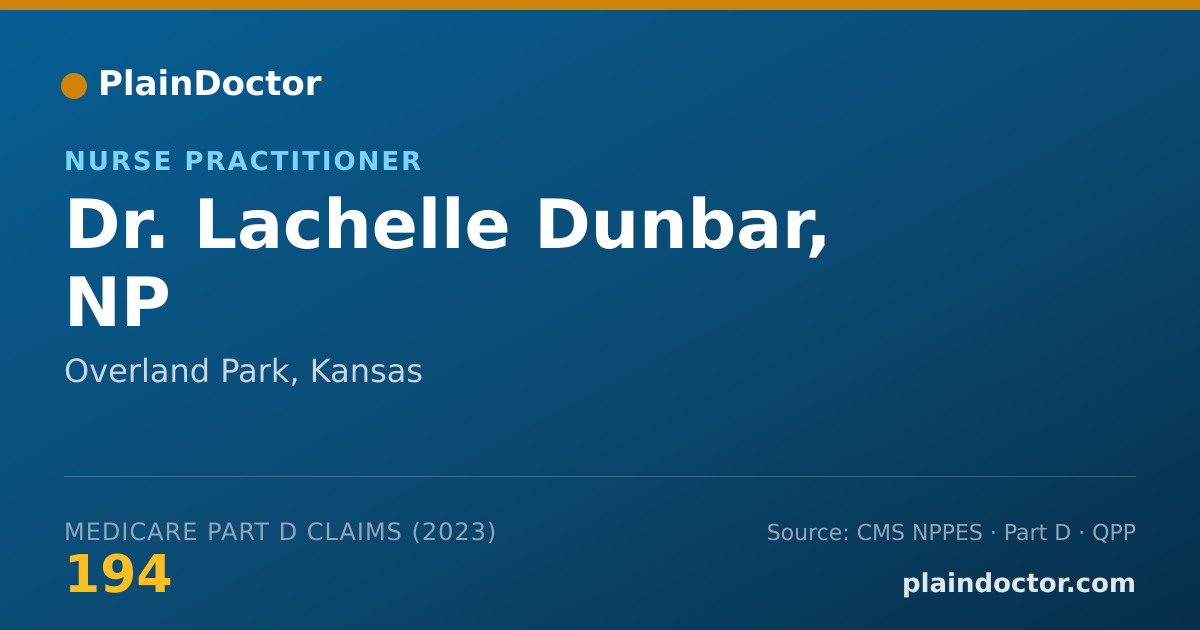 Shareable card for Lachelle Dunbar, NP - Nurse Practitioner, Overland Park, KS