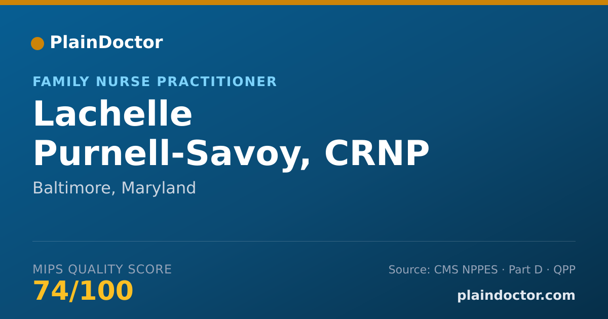 Shareable card for Lachelle Purnell-Savoy, CRNP - Family Nurse Practitioner, Baltimore, MD