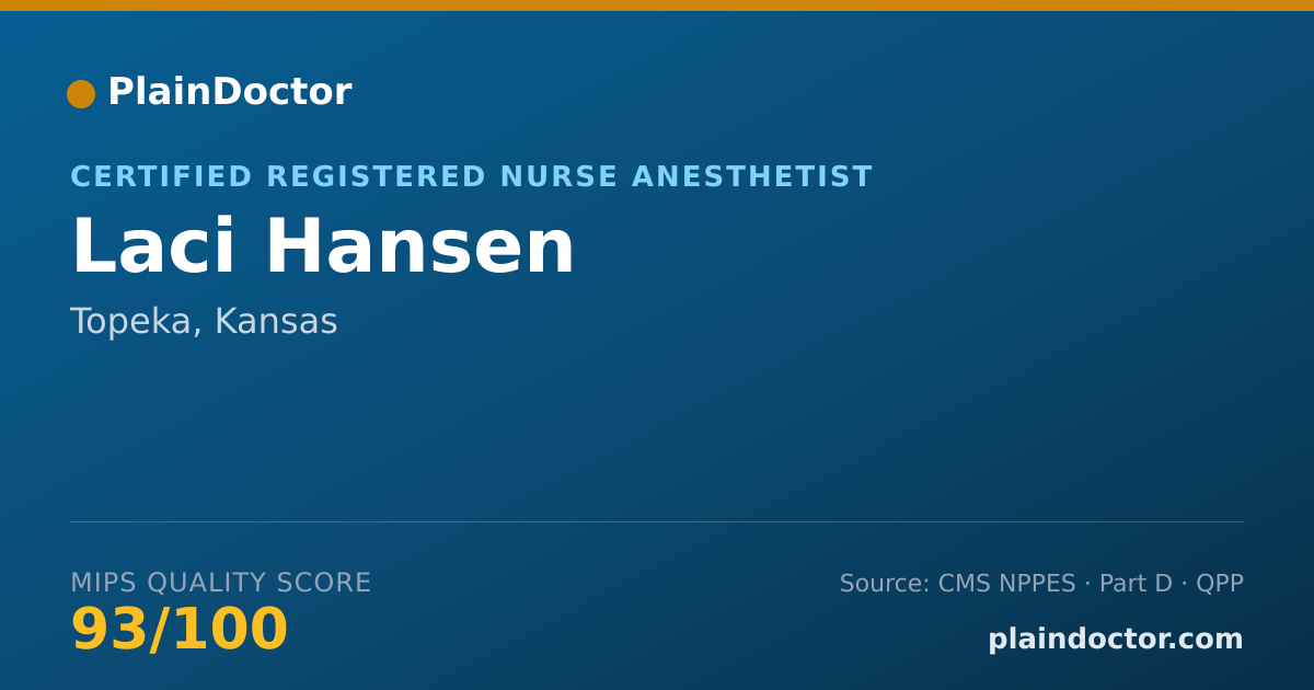 Shareable card for Laci Hansen - Certified Registered Nurse Anesthetist, Topeka, KS