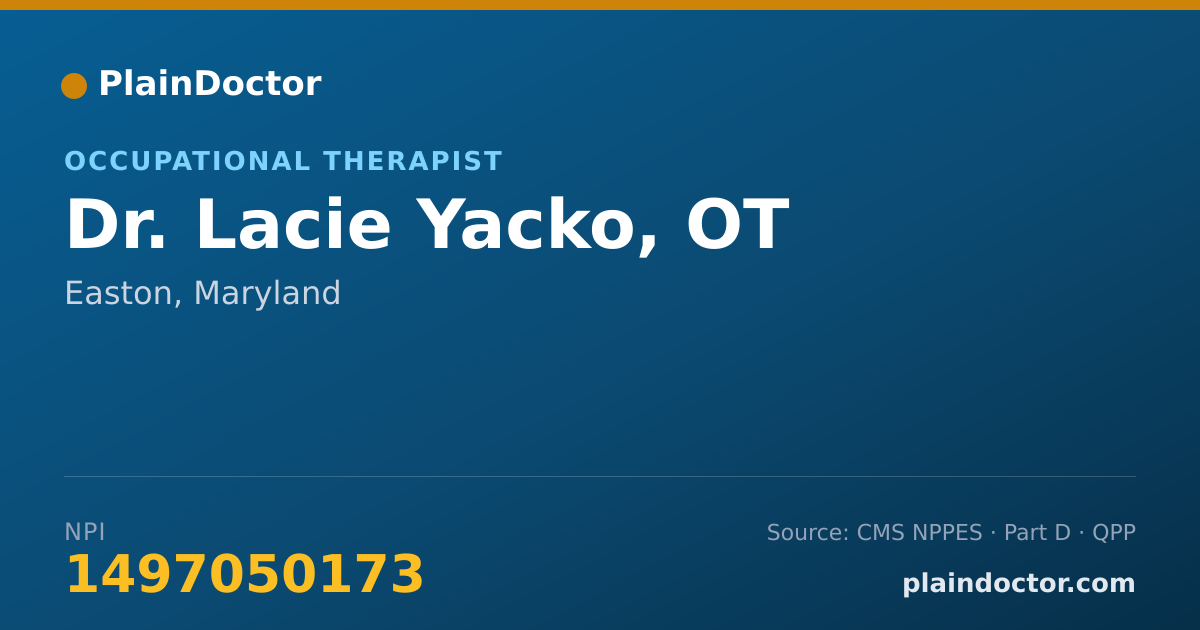 Shareable card for Lacie Yacko, OT - Occupational Therapist, Easton, MD