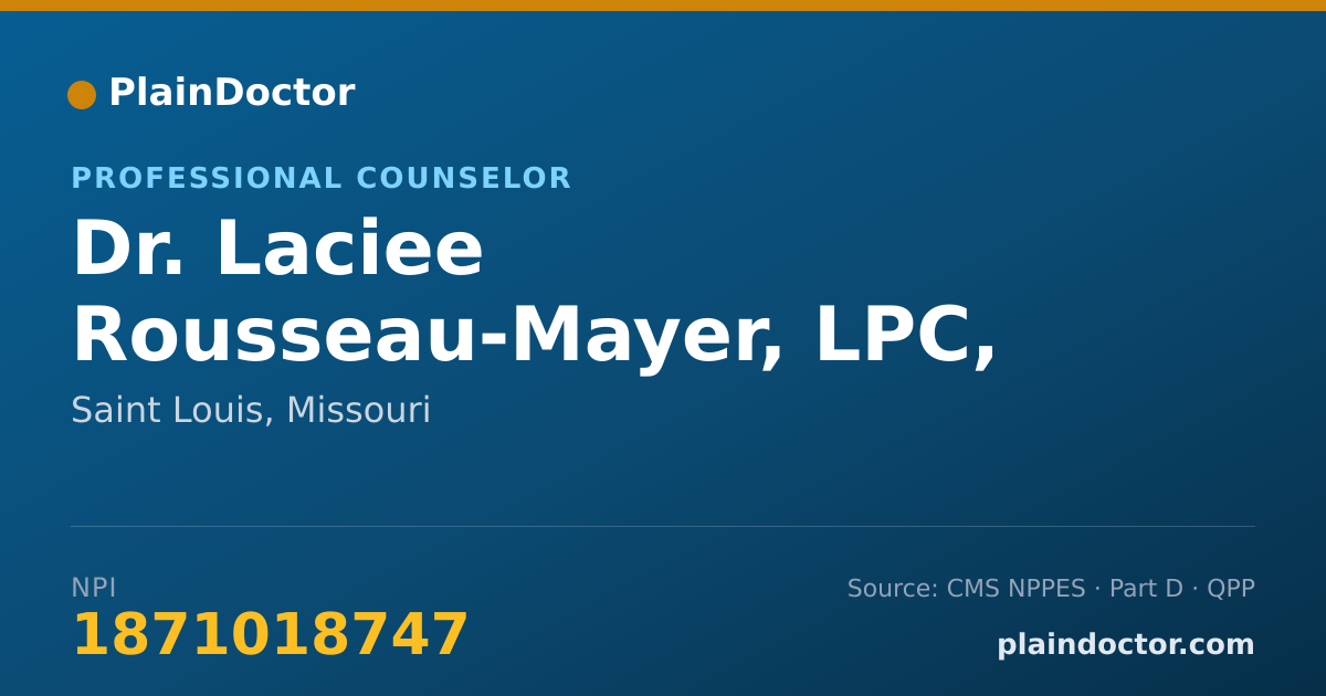 Shareable card for Laciee Rousseau-Mayer, LPC, NCC, M.ED - Professional Counselor, Saint Louis, MO
