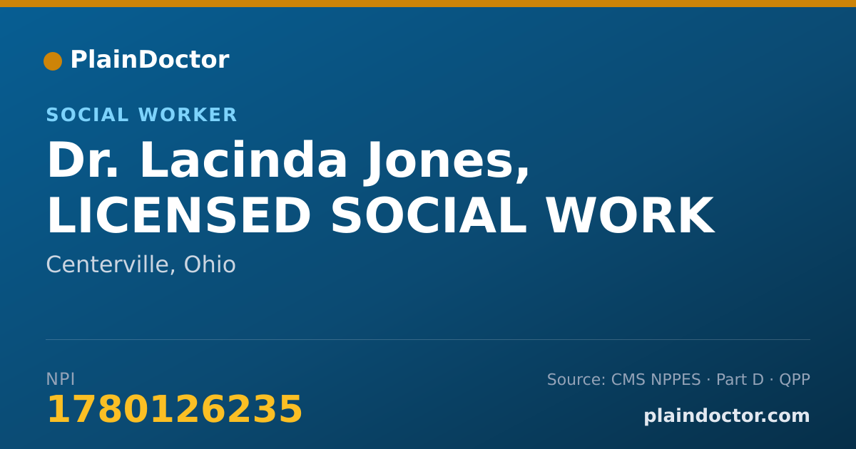 Shareable card for Lacinda Jones, LICENSED SOCIAL WORK - Social Worker, Centerville, OH