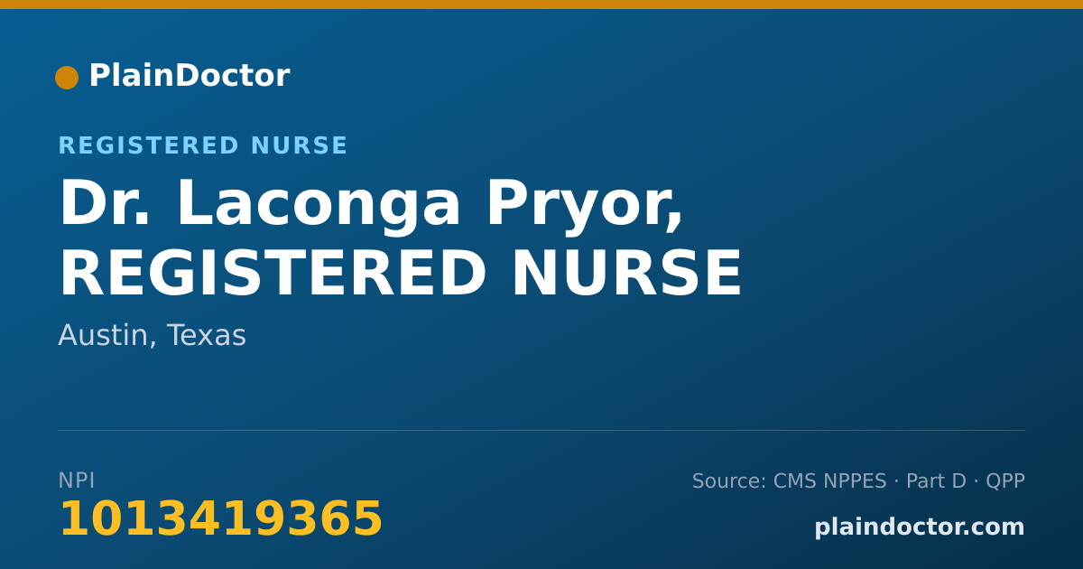 Shareable card for Laconga Pryor, REGISTERED NURSE - Registered Nurse, Austin, TX