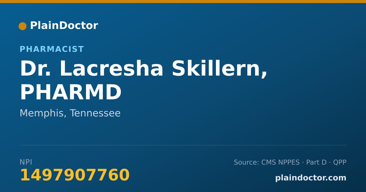 Shareable card for Lacresha Skillern, PHARMD - Pharmacist, Memphis, TN