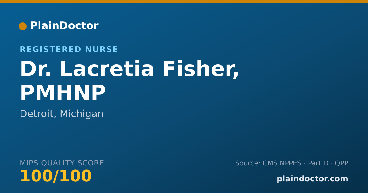 Shareable card for Lacretia Fisher, PMHNP - Registered Nurse, Detroit, MI