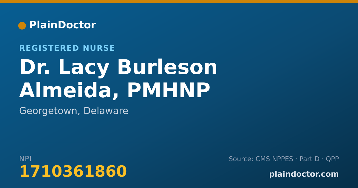 Shareable card for Lacy Burleson Almeida, PMHNP - Registered Nurse, Georgetown, DE