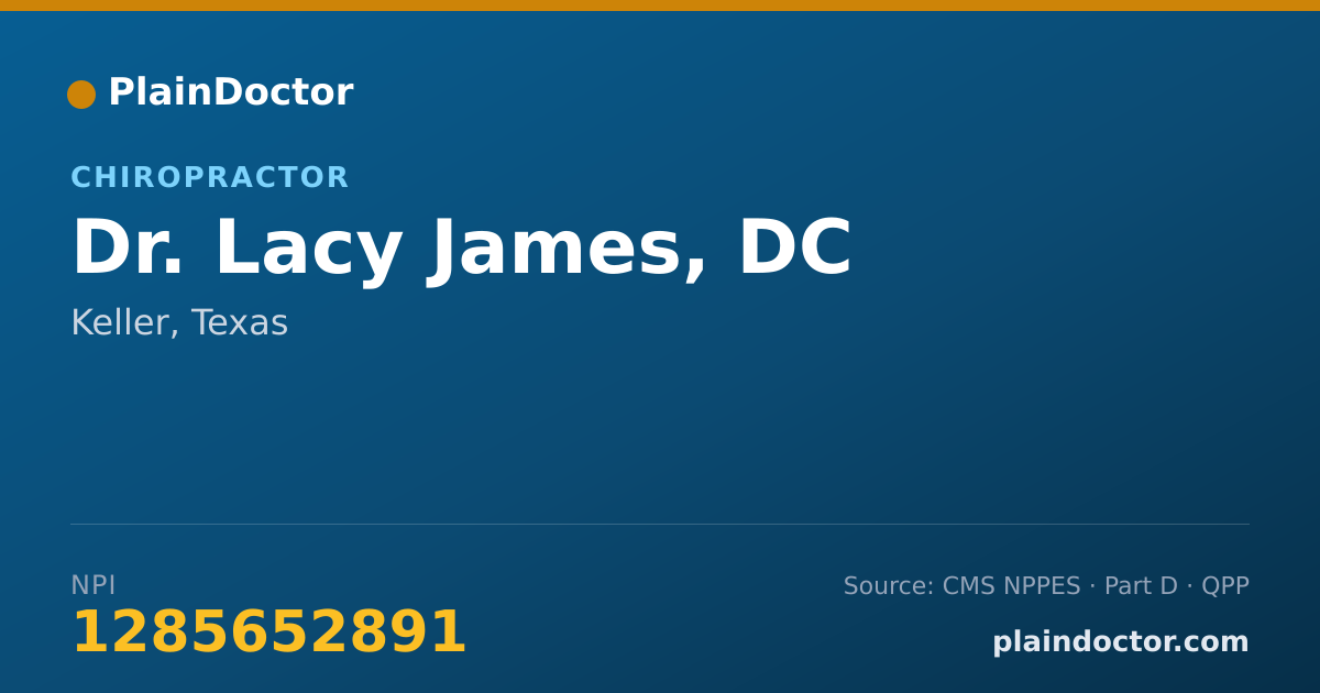 Shareable card for Lacy James, DC - Chiropractor, Keller, TX