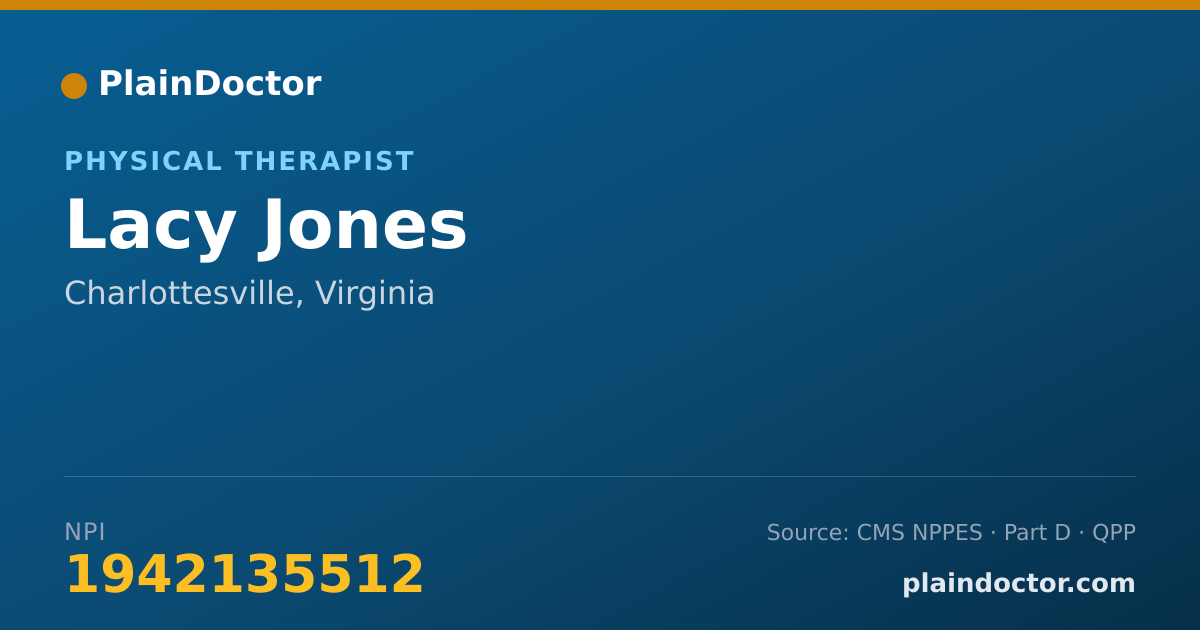 Shareable card for Lacy Jones - Physical Therapist, Charlottesville, VA