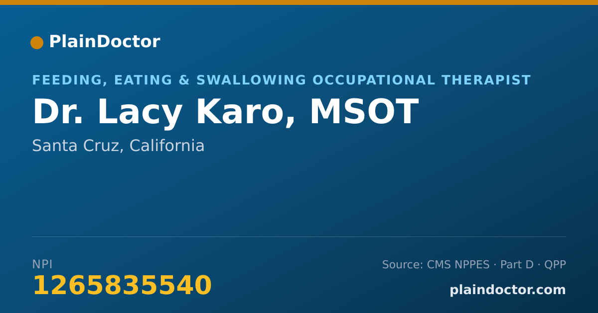Shareable card for Lacy Karo, MSOT - Feeding, Eating & Swallowing Occupational Therapist, Santa Cruz, CA