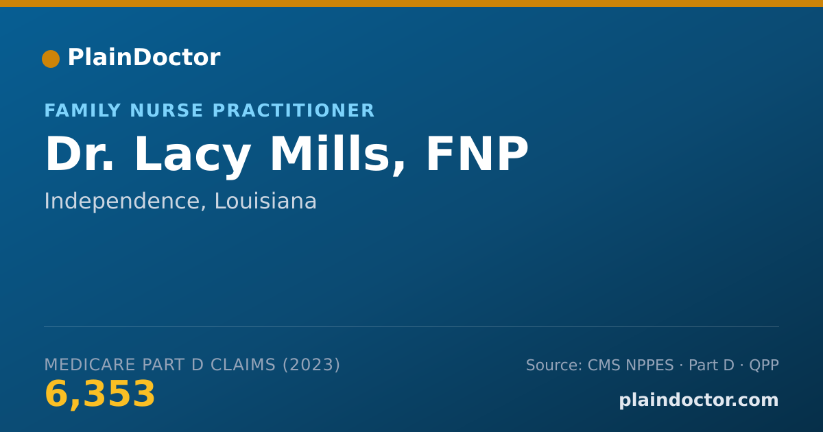 Shareable card for Lacy Mills, FNP - Family Nurse Practitioner, Independence, LA